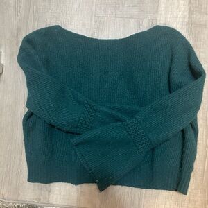 Anthropologie Off-the-Shoulder Knit Sweater in Deep Teal